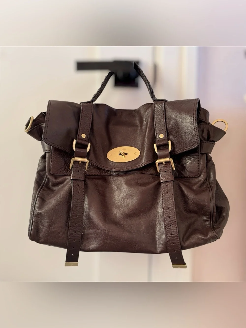 Mulberry Oversized Alexa Chocolate Brown Leather Satchel Bag - Picture 2 of 11